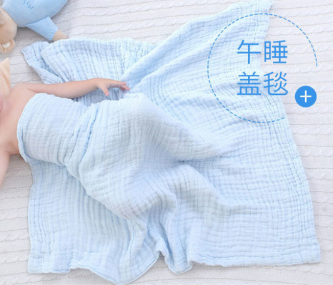 3 capas de la salud azul clara de 40S 110*100 Gauze Fabric Infant Bath Towels