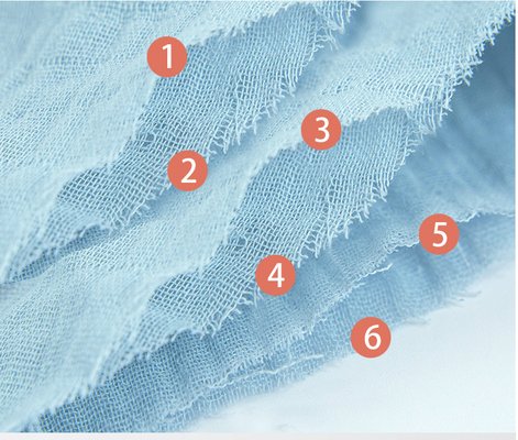 Seis pieles naturales de Gauze Fabric No Flurescent Agent del crespón de la capa amistosas