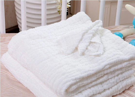 crespón blanco de la fibra de Gauze Fabric No Fluorescent Agent del bebé de la arruga 32S