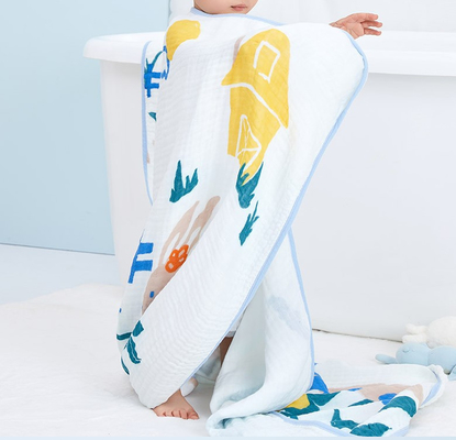 Burbuja amistosa segura Gauze Fabric del algodón de Eco paño de la envoltura del algodón de 4 capas