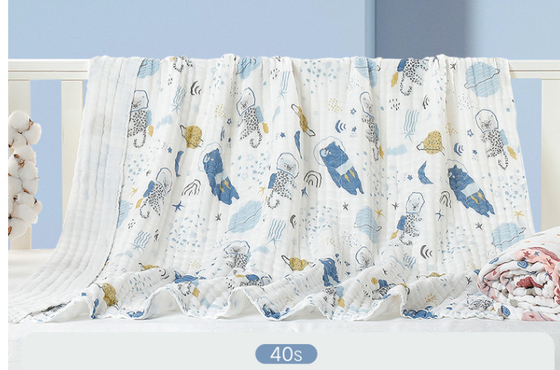 32S antibacteriano imprimió la manta de bambú de la envoltura de Gauze Fabric el 100%