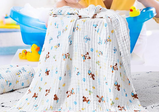 El crespón tejido estampado de animales imprimió cómodo mullido de Gauze Fabric el 100m/rollo