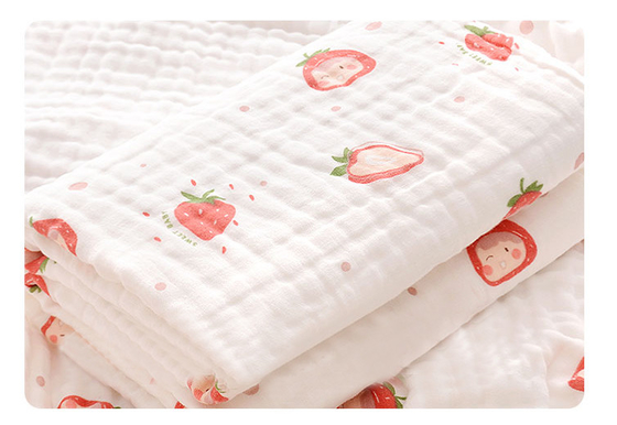 Modelo tejido estático anti de Gauze Fabric Strawberry And Flower de 6 capas