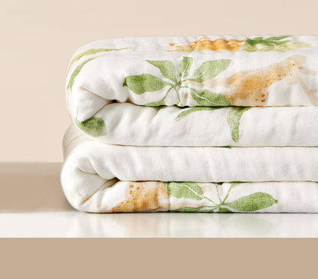 Y amarilla bebé modelado fruta verde Gauze Blankets de Gauze Fabric 220GSM