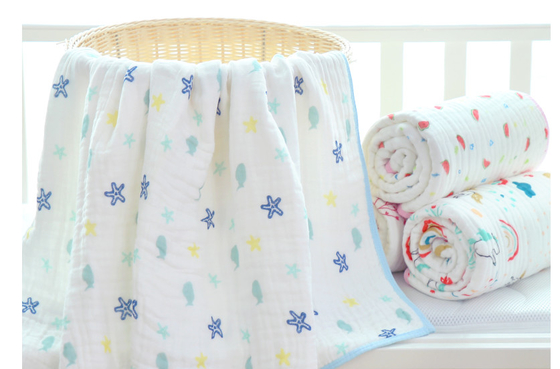 Firmeza algodón floral Gauze Fabric Gauze Bath Towel de cuatro capas 57 pulgadas