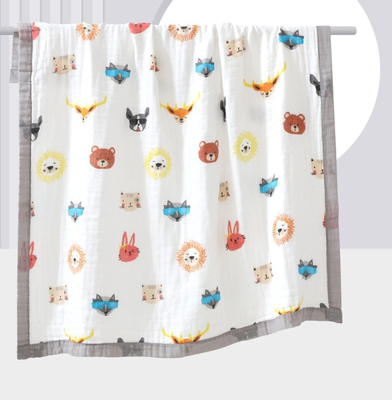 Firmeza algodón floral Gauze Fabric Gauze Bath Towel de cuatro capas 57 pulgadas