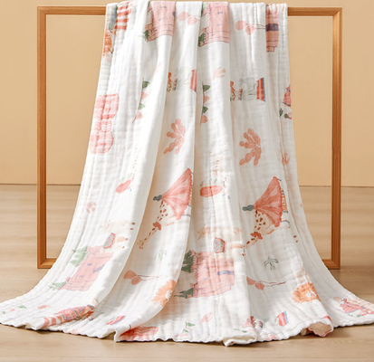 La historieta 100% de Gauze Fabric Baby Swaddle Blanket de 4 capas del algodón 40S imprimió