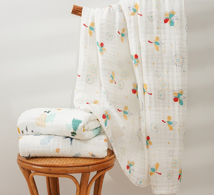 Arruga de múltiples capas peinada Gauze Blanket Soft Gauze Fabric del algodón