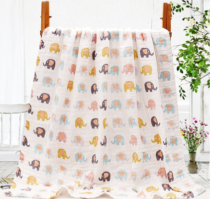 Capa Gauze Fabric High Hygroscopicity del algodón 6 del estampado de plores 40S de las plantas