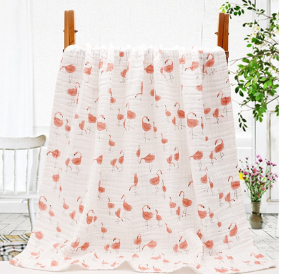 Capa Gauze Fabric High Hygroscopicity del algodón 6 del estampado de plores 40S de las plantas