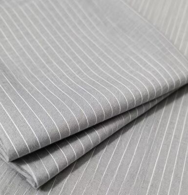 25% Rayón 75% Poliéster 230gsm Tejido de Traje RT a Rayas Verticales Gris para Negocios
