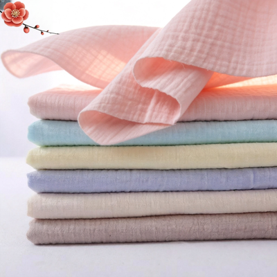 Tejido de doble gasa 100% algodón Tejido de muselina para bebés Tejido de gasa de algodón