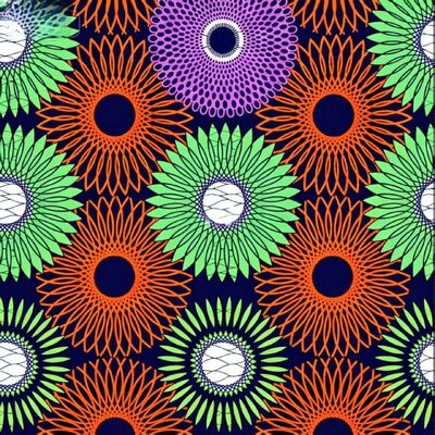Tela premium con estampado de cera africana, 100% algodón, colores vibrantes y 115 cm de ancho