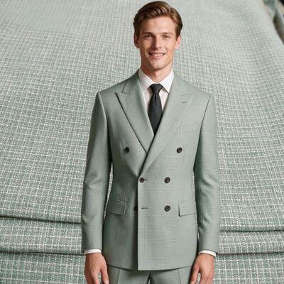 240 gramos TR Tejido de traje con patrón de chequeo sutil - 85% Poliéster 11% Rayón 4% Tejido uniforme de spandex