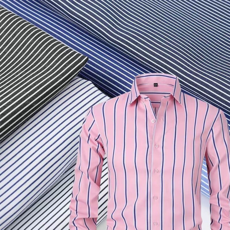 Tejido de rayas teñidas de hilo de algodón duradero para camisas de uniforme formal 110 gm