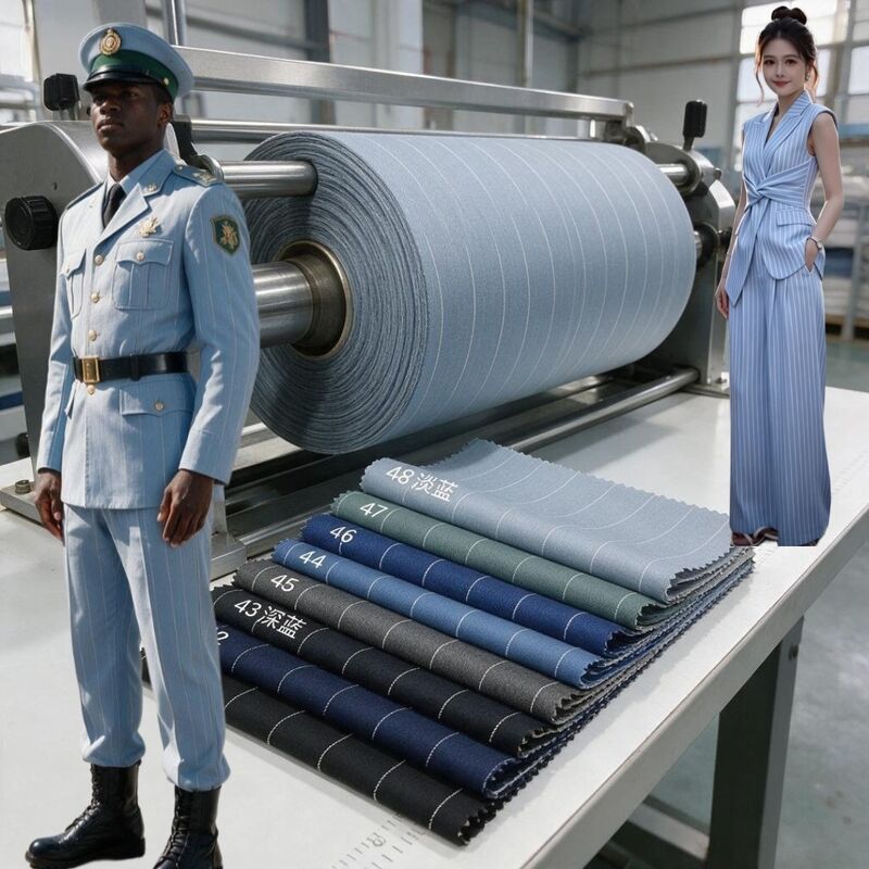 Polyester Yarn-Dyed Stripe Fabric - Wrinkle-Resistant Easy-Care 230gsm Uniform Fabric for Professional Workwear