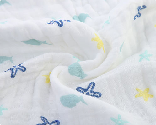 Firmeza algodón floral Gauze Fabric Gauze Bath Towel de cuatro capas 57 pulgadas