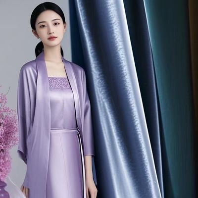 Vestido de satén de tela de verano ligera mujer brillante falda poliéster suave